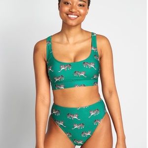 Modcloth Tiger Print High Waisted Bikini Bottoms